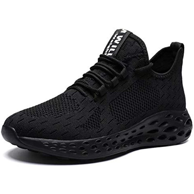 Mevlzz Mens Running Shoes Slip on Walking Shoes Fashion Breathable Sneakers Mesh Soft Sole Casual Athletic Lightweight All-black