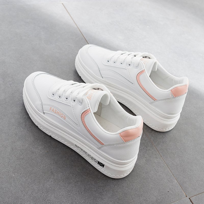 2020 spring new breathable white shoes female basic student running board shoes thick bottom increased women's shoes leisure