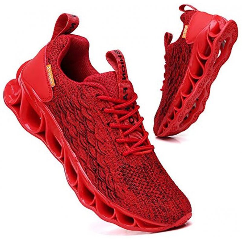 TSIODFO Sport Running Shoes for Mens Mesh Breathable Trail Runners Fashion Sneakers A050 Red