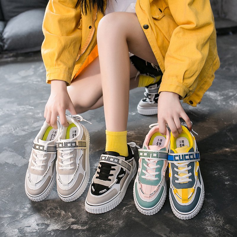 Little white shoes female 2020 spring new breathable student board shoes female flat-bottom lace-up casual shoes