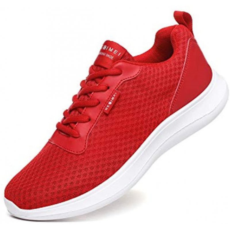 GESIMEI Men's Breathable Mesh Tennis Shoes Comfortable Gym Sneakers Lightweight Athletic Running Shoes Red