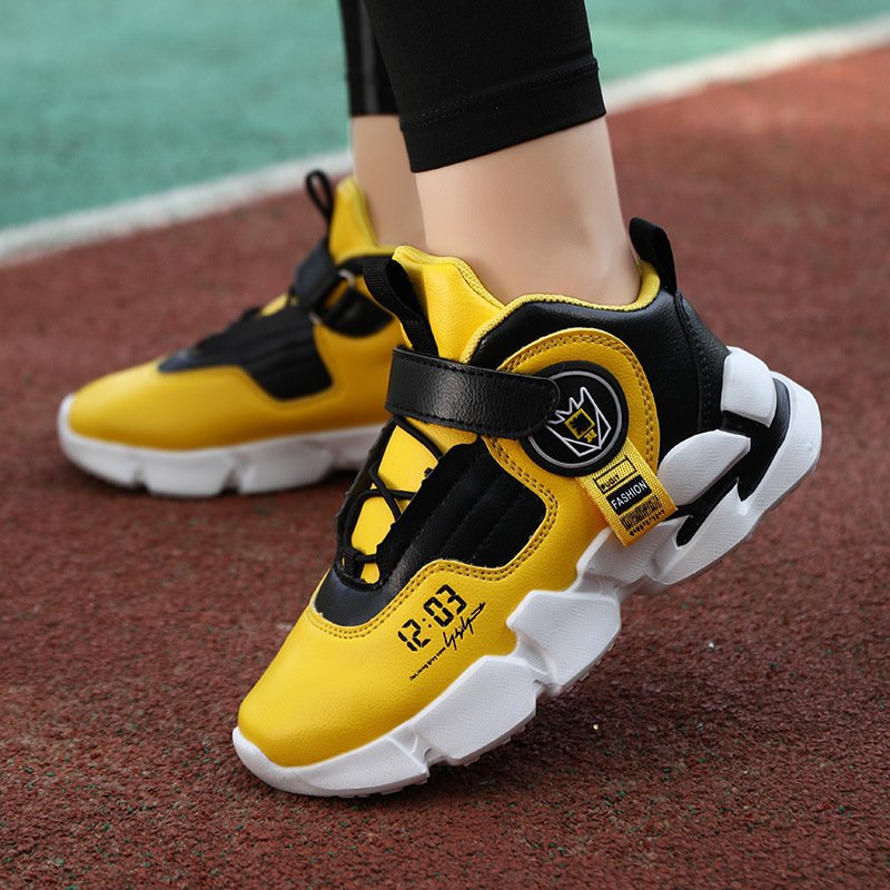 Children's shoes 2020 fashion leather surface personality new children's sports shoes comfortable outdoor soft-soled children's basketball shoes wholesale