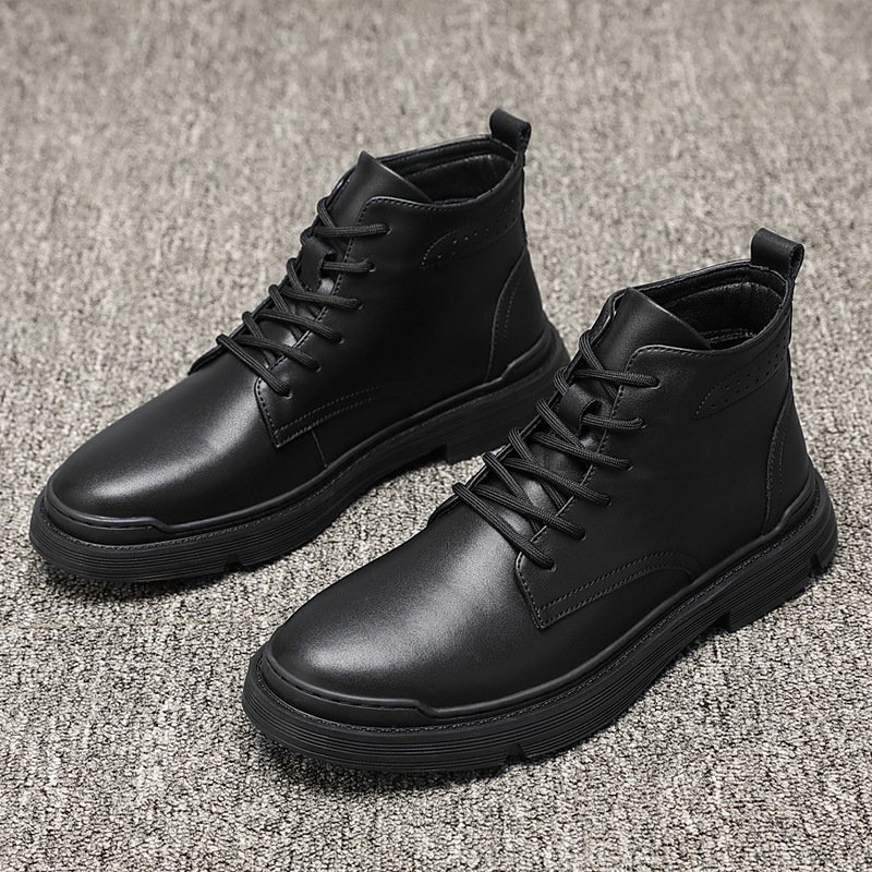 Martin boots men's autumn breathable high-top leather shoes middle cut men's boots British style tooling boots leather boots leather short boots trendy shoes
