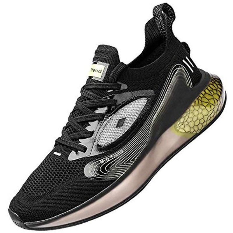 Damyuan Men's Running Shoes Breathable Air Cushion Sneakers Black Green-66