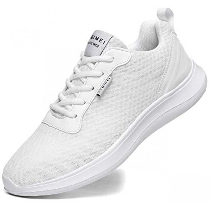 GESIMEI Men's Breathable Mesh Tennis Shoes Comfortable Gym Sneakers Lightweight Athletic Running Shoes White